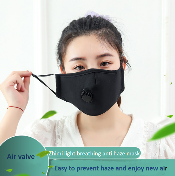 (5pcs/pack) Pm2.5 Cotton Mask With Breathing Valve Activated Carbon Anti Haze And Dust Filter Piece Water Washed Pure Cotton Mask