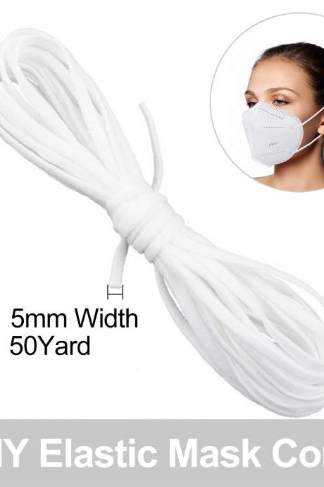 50 Yard 5mm Width Braided Elastic Band Heavy Stretch Knit Bungee Elastic Cord Elastic Rope Elastic Spool for Sewing DIY Crafts Beading (White)